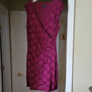 Adrianna Papell Pink Sleeveless V-Neck Cocktail Dress